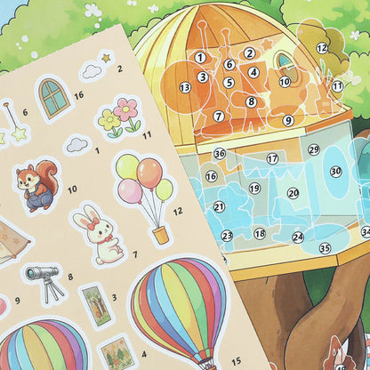 Treehouse Park 3D Sticker featuring house, and tree designs for journaling, scrapbooking and collage