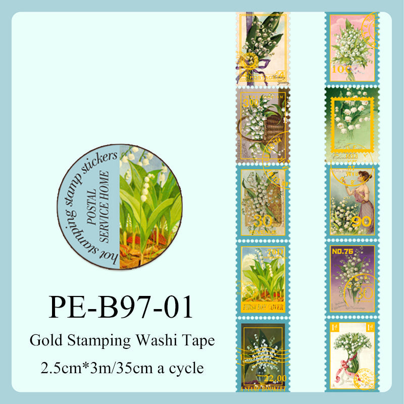 Postal Home Series Gold Stamping Washi Tape
