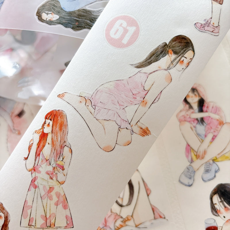 Whole Roll 6cm*10m Little Pink Die Cutting Washi/PET/Fog PET Tape