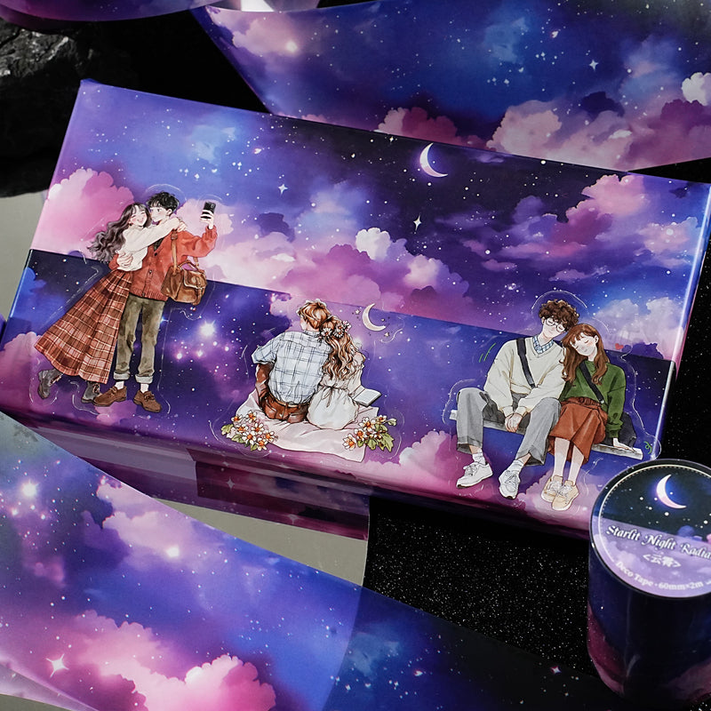 Night Island Starlight Series PET Tape featuring island, star, and light designs for journaling, scrapbooking and collage