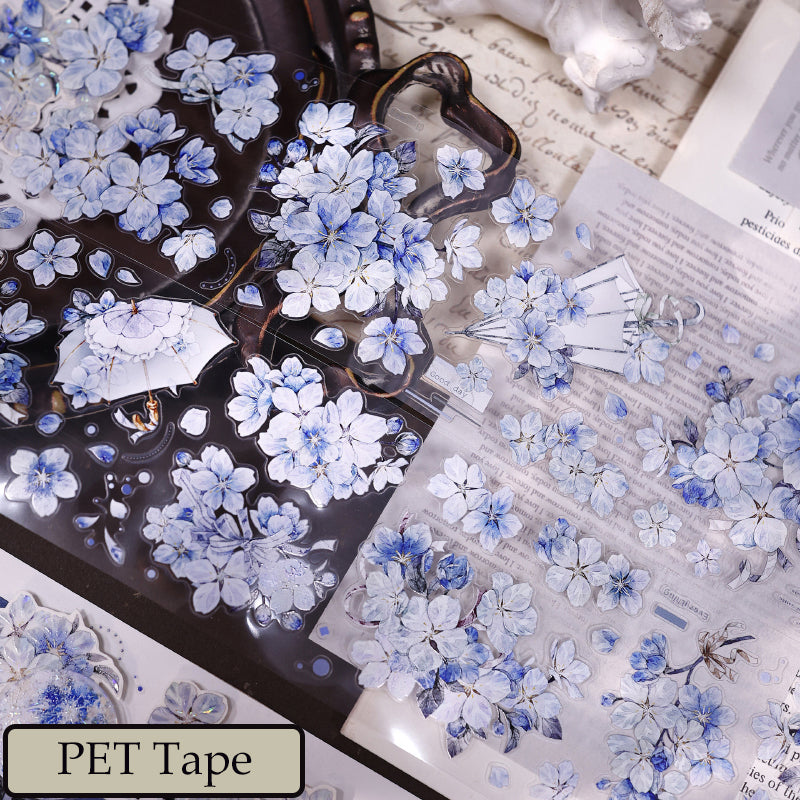 Whole Roll 6.5cm*5m Cherry Blossom Rain Die Cutting Washi/PET/Shell Light Washi/PET Tape