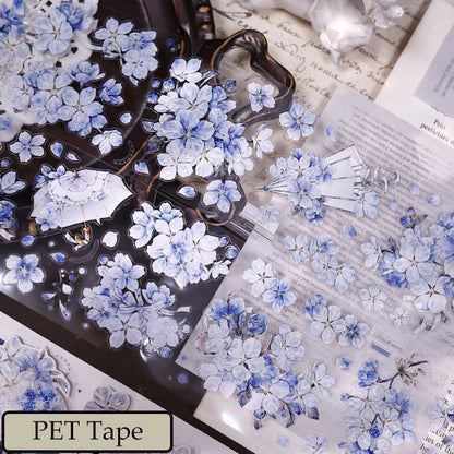 Whole Roll 6.5cm*5m Cherry Blossom Rain Die Cutting Washi/PET/Shell Light Washi/PET Tape