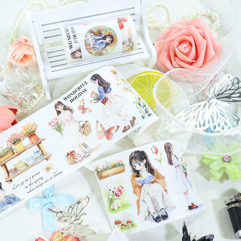 Spring Day Picnic Die Cutting Washi Tape featuring spring designs for journaling, scrapbooking and collage