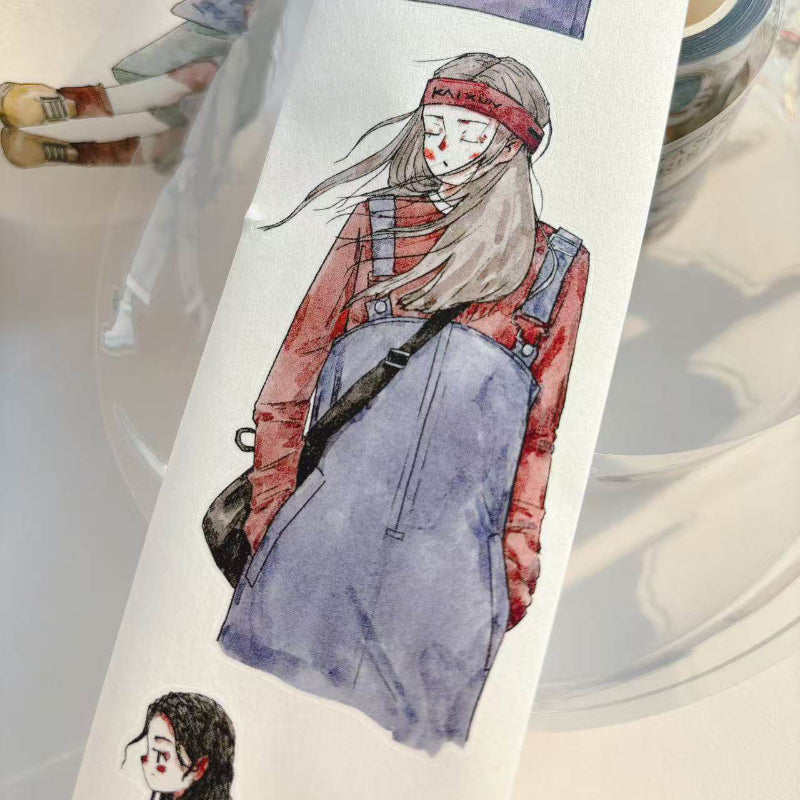 5.5cm*333cm Slow paced narrative Die Cutting Washi/PET/Fog PET Tape for journaling, scrapbooking and collage