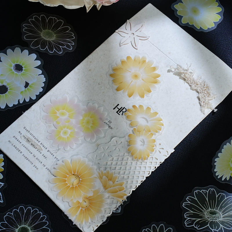 Colorful Flower Shadow Series Sticker featuring flower, shadow, and color designs for journaling, scrapbooking and collage