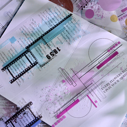 Whole Roll 10cm*5m Time Sketches Die Cutting Washi/PET Tape for journaling, scrapbooking and collage