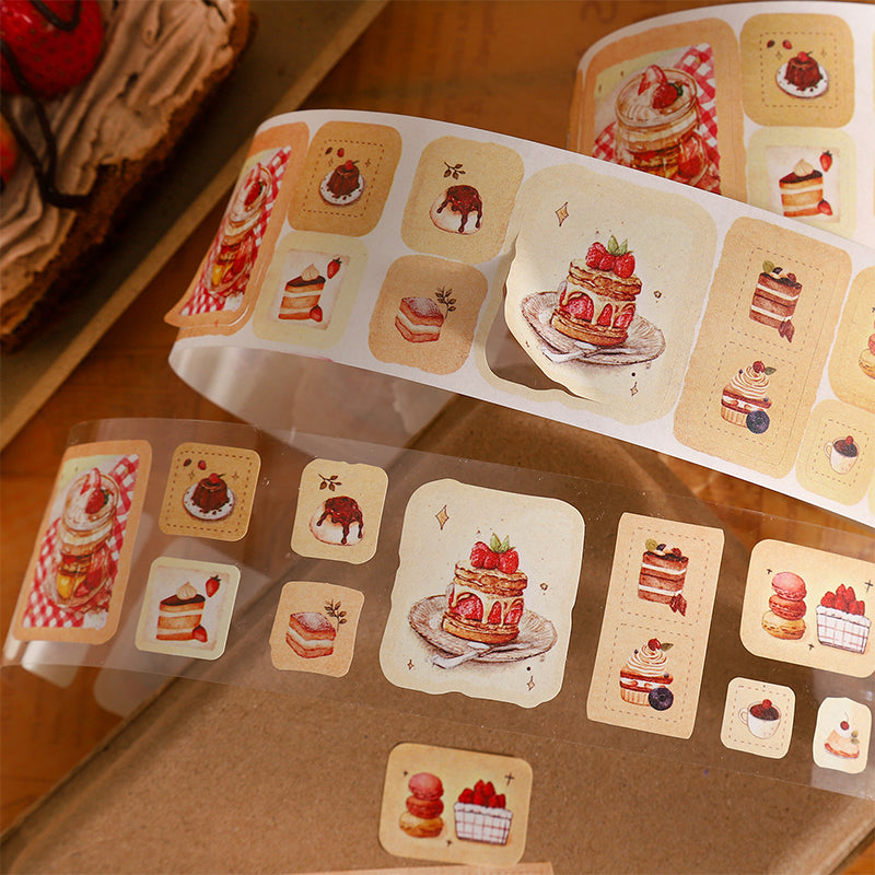 Warm Tea Gentle Prelude Series Die Cutting Kraft Paper Tape featuring tea designs for journaling, scrapbooking and collage