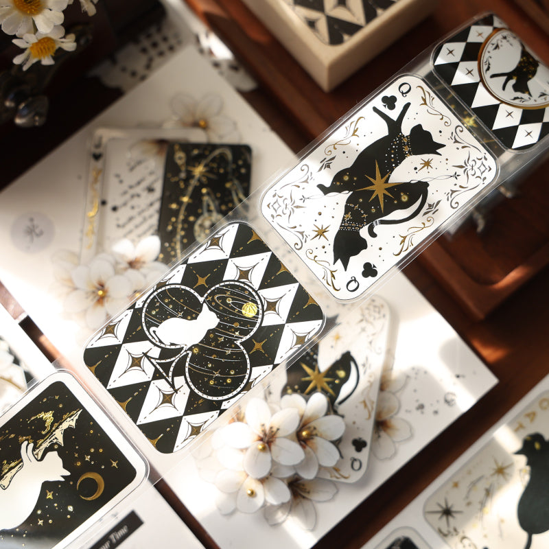 Whole Roll 4.5cm*5m Star Brand Diary Die Cutting Gold Stamping Washi/PET Tape featuring old, gold, and star designs for journaling, scrapbooking and collage