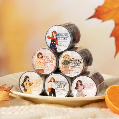 The orange flavored girl series Die Cutting PET Tape featuring red, girl, and orange designs for journaling, scrapbooking and collage