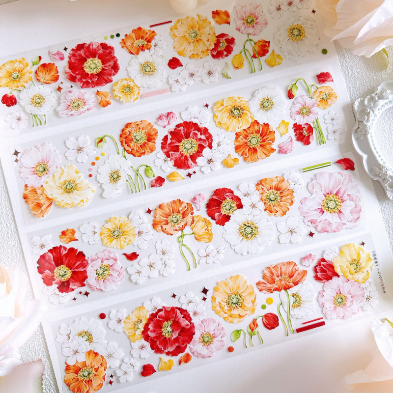 Whole Roll 6cm*5m Spring fills the garden Washi/PET Tape featuring garden, and spring designs for journaling, scrapbooking and collage