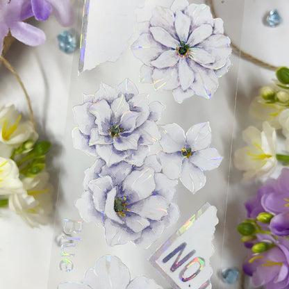 6cm*100cm Purple anemone Shell Light PET Tape featuring light designs for journaling, scrapbooking and collage