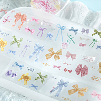 Bow Party Series Die Cutting PET Tape featuring party designs for journaling, scrapbooking and collage