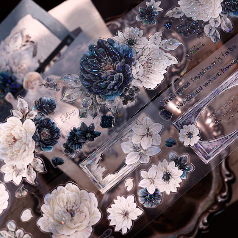5.5cm*125cm Old Colored Flower Mark Die Cutting Washi/PET/Shell Light Washi/PET Tape