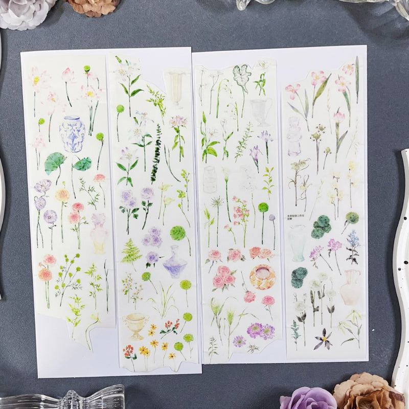 7cm*100cm Flower Field Die Cutting Washi/Shell Light PET Tape