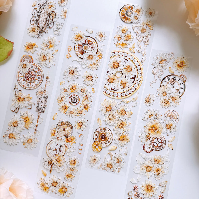 6cm*100cm Chrysanthemums bloom Washi/PET Tape for journaling, scrapbooking and collage