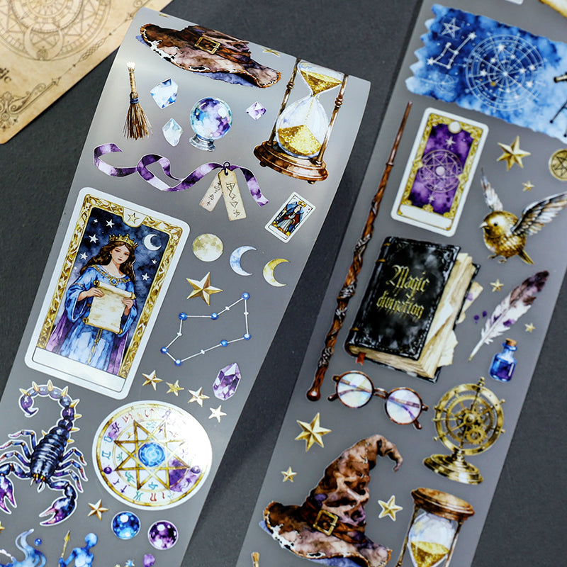 Moon Phase Chart Fog PET Tape featuring moon designs for journaling, scrapbooking and collage