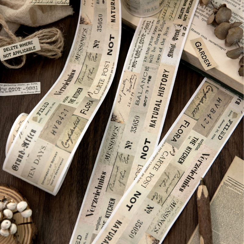Handwritten Notes Series Die Cutting White Kraft Paper Tape featuring white designs for journaling, scrapbooking and collage
