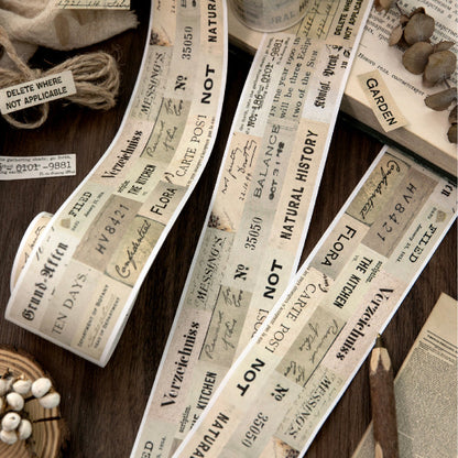 Handwritten Notes Series Die Cutting White Kraft Paper Tape featuring white designs for journaling, scrapbooking and collage