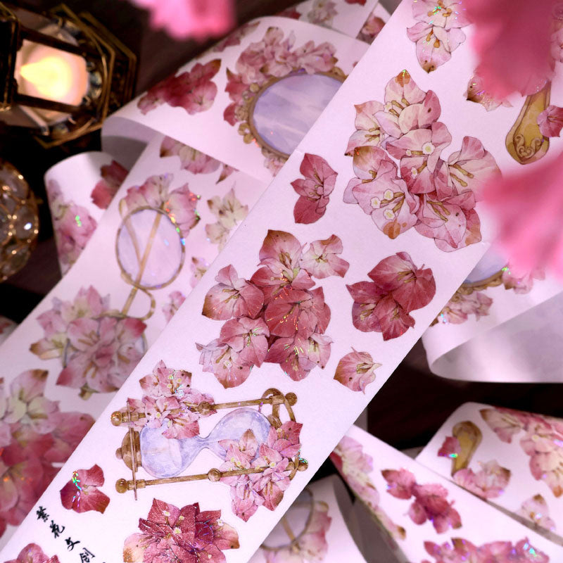Whole Roll 6cm*5m Flower Mirror Die Cutting Shell Light Washi/PET Tape