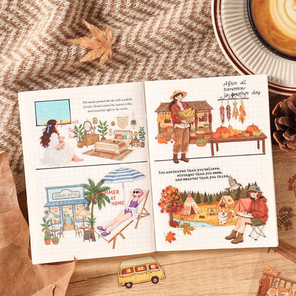Seasonal Wandering Series Sticker Book featuring book, and sea designs for journaling, scrapbooking and collage
