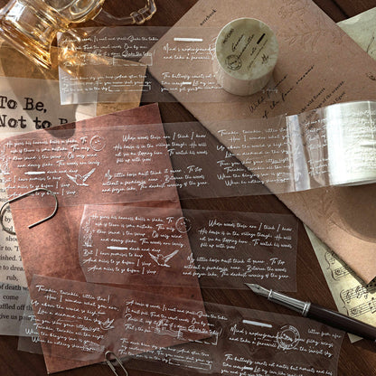 White Note Series Die Cutting PET Tape featuring white designs for journaling, scrapbooking and collage