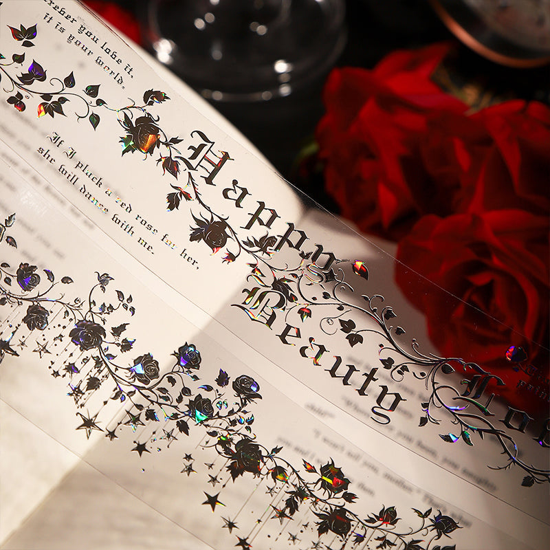 The Dark Night Pact Series Shell Light PET Tape featuring light designs for journaling, scrapbooking and collage