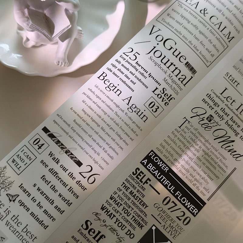 Whole Roll 7cm*3m Motivational Magazine Die Cutting Washi/PET Tape
