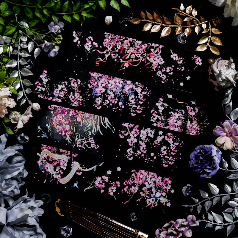 Whole Roll 6.5cm*5m Cherry Blossom PET Tape featuring cherry designs for journaling, scrapbooking and collage