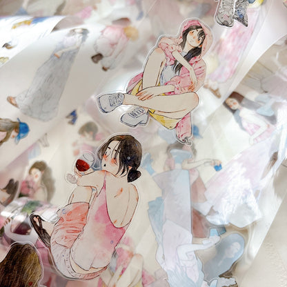 Whole Roll 6cm*10m Little Pink Die Cutting Washi/PET/Fog PET Tape
