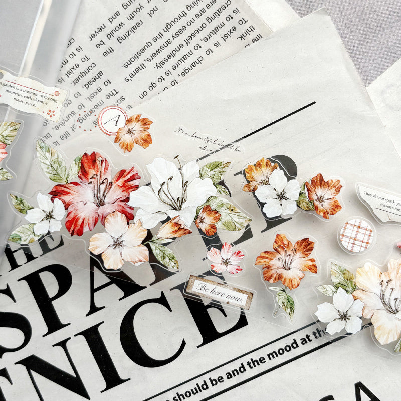 5.5cm*100cm Crimson Magnolia Die Cutting Washi/PET Tape for journaling, scrapbooking and collage
