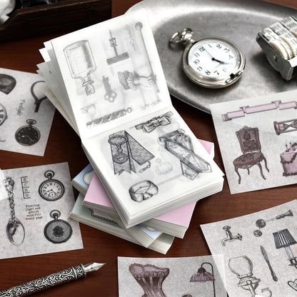 Half Used Manuscript Series Sticker Book featuring book designs for journaling, scrapbooking and collage