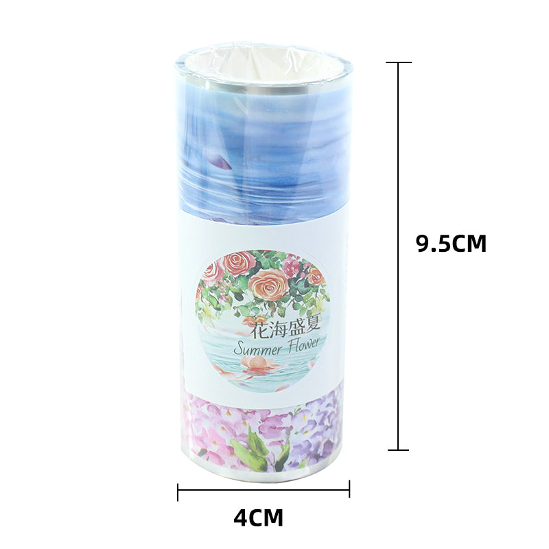 Summer Flower Sea Crystal PET Tape featuring summer, flower, and sea designs for journaling, scrapbooking and collage