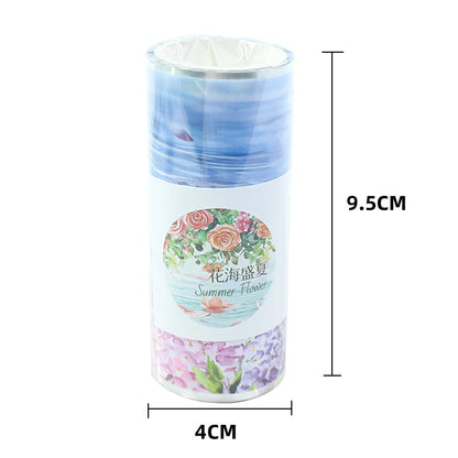 Summer Flower Sea Crystal PET Tape featuring summer, flower, and sea designs for journaling, scrapbooking and collage