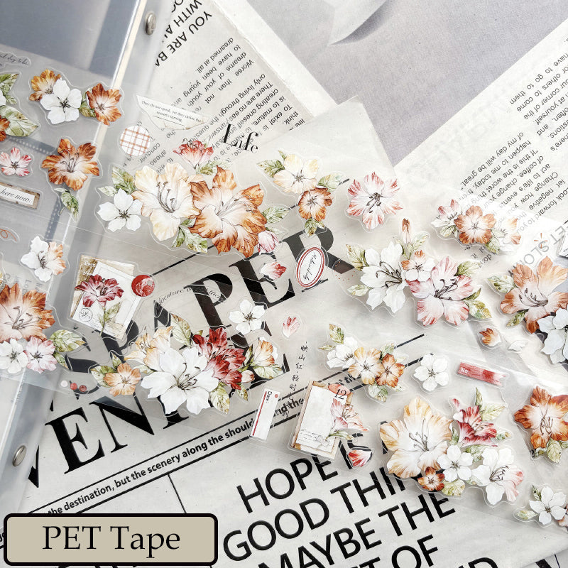 Whole Roll 5.5cm*5m Crimson Magnolia Die Cutting Washi/PET Tape