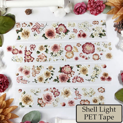 5.5cm*100cm Amber Flower Washi/Self-adhesive/Shell Light PET Tape
