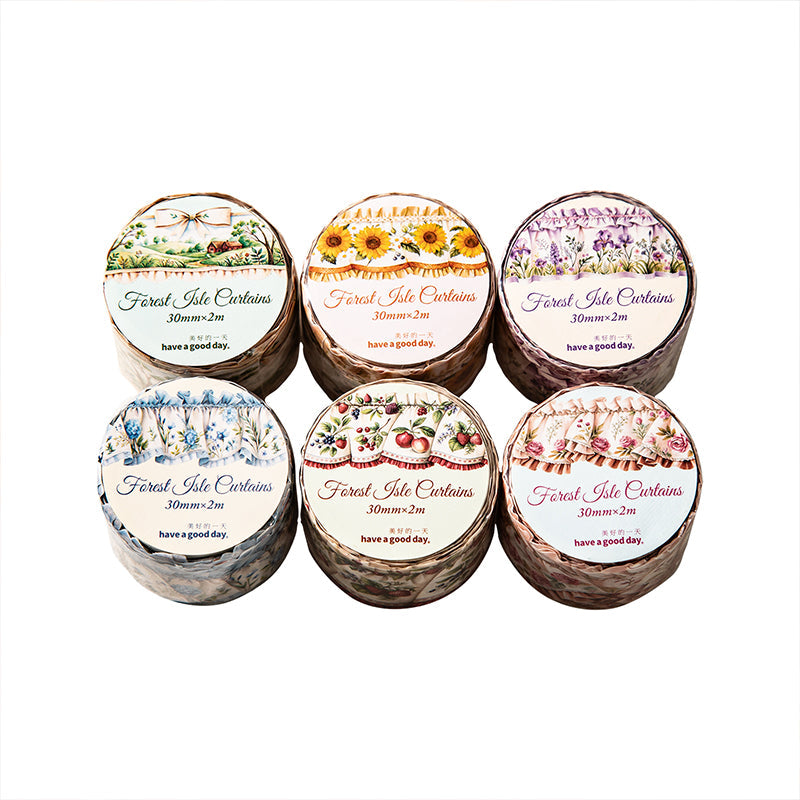 Forest Jsle Curtains Series Washi Tape featuring forest designs for journaling, scrapbooking and collage