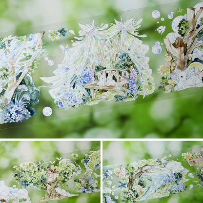 7cm*120cm Little Forest Story Shell Light PET Tape featuring forest, and light designs for journaling, scrapbooking and collage