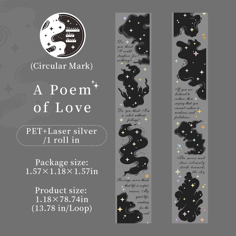 Starlit Poet Series Laser Silver PET Tape