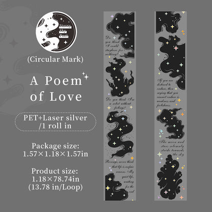 Starlit Poet Series Laser Silver PET Tape
