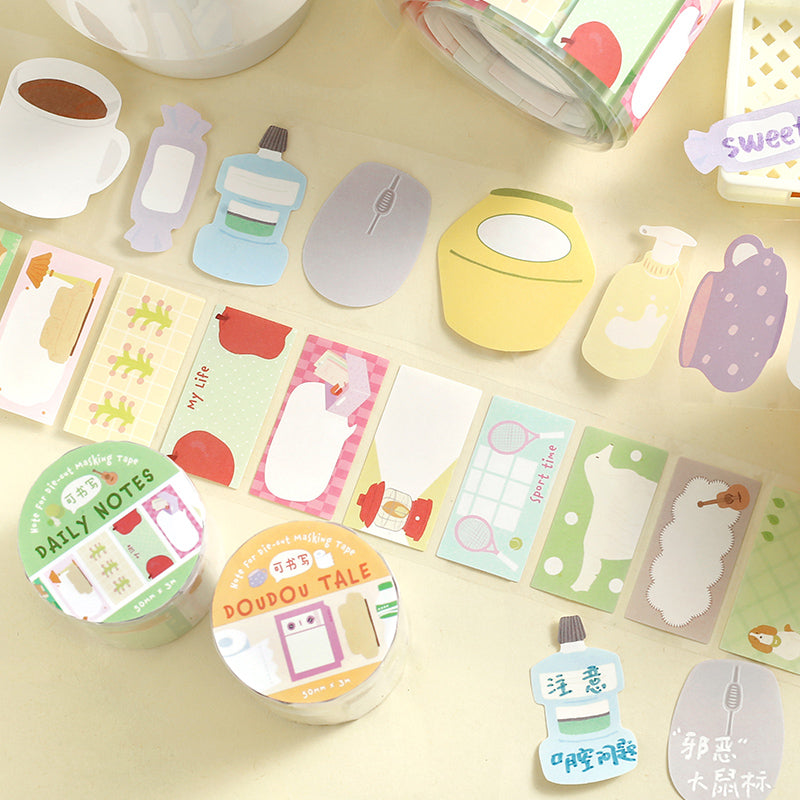 Doudoudi Life Diary Series Die Cutting Writing Paper Tape for journaling, scrapbooking and collage