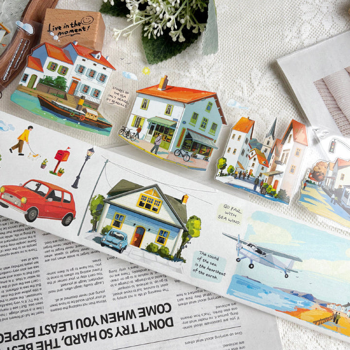 7cm*100cm River Bend Scenery Die Cutting Washi/PET Tape