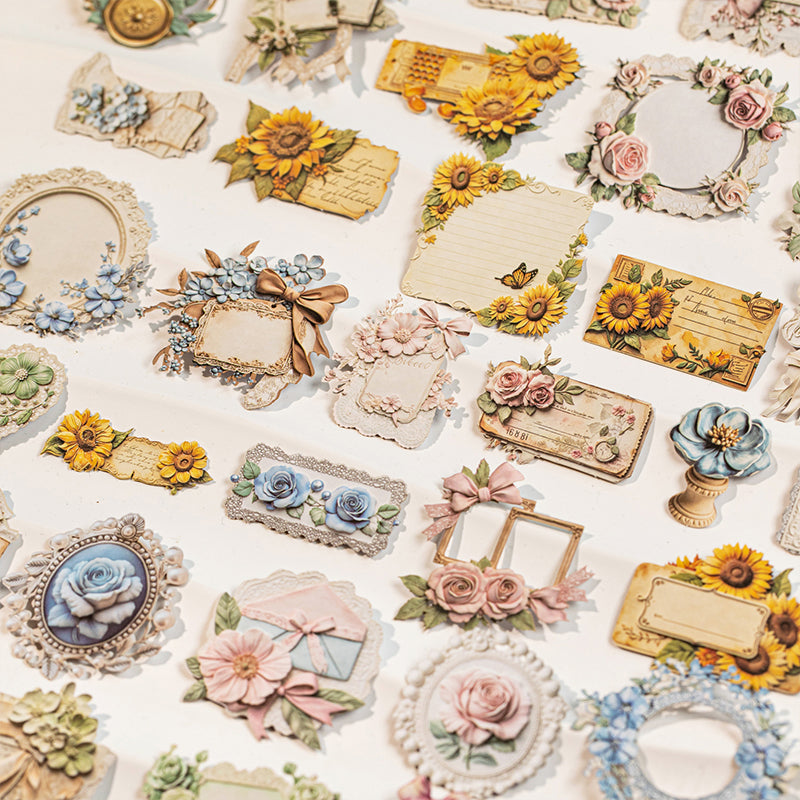 Sunflower Blossom Tale Series Sticker featuring tale, flower, and sun designs for journaling, scrapbooking and collage