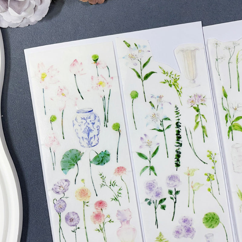 7cm*100cm Flower Field Die Cutting Washi/Shell Light PET Tape