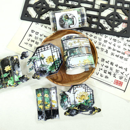 Yunqi Cuiping Shell Light PET Tape featuring light designs for journaling, scrapbooking and collage