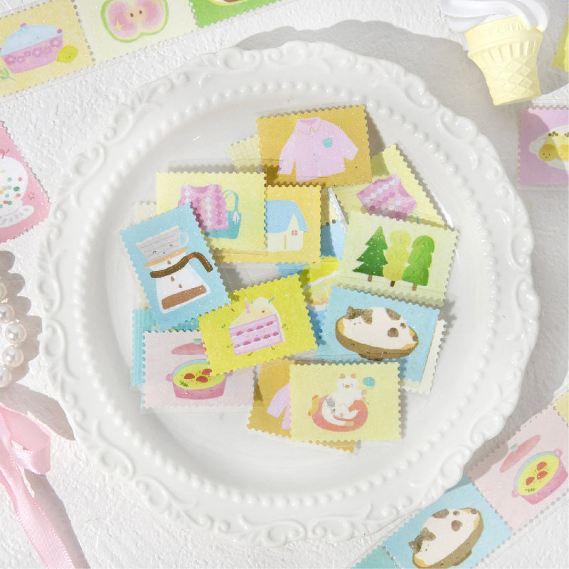 Tea Room Tour Series Die Cutting Flash Synthetic Paper Tape featuring tea designs for journaling, scrapbooking and collage