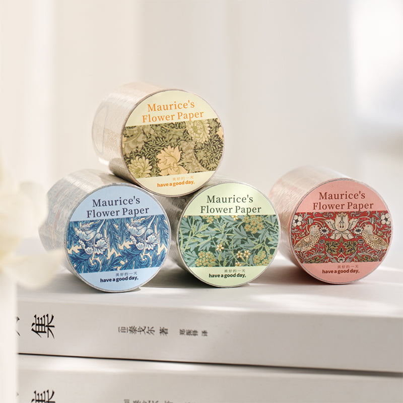 Maurice's flower paper Series Die Cutting White Kraft Paper Tape featuring white, and flower designs for journaling, scrapbooking and collage