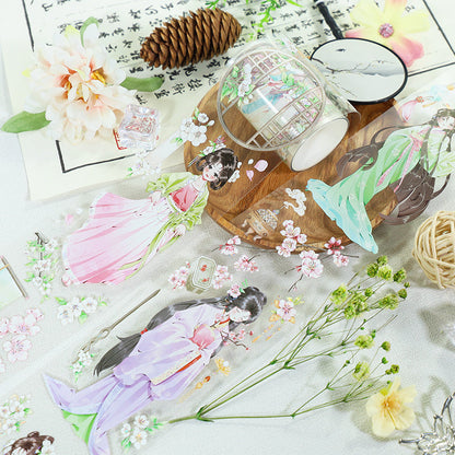 Apricot Blossoms Die Cutting Washi/Shell Silver PET Tape featuring silver designs for journaling, scrapbooking and collage