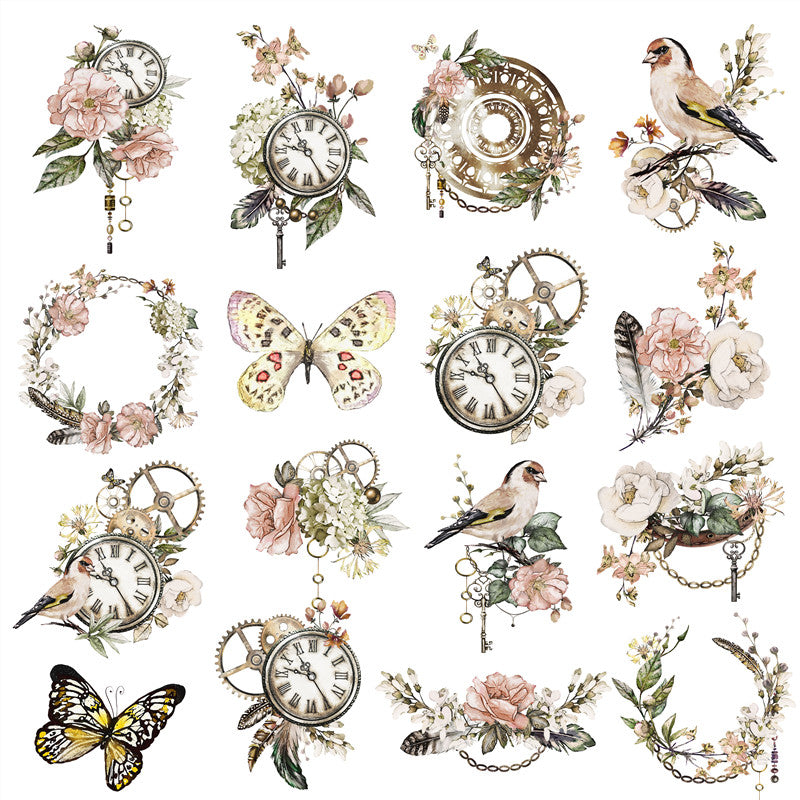 Vintage flower bird Sticker