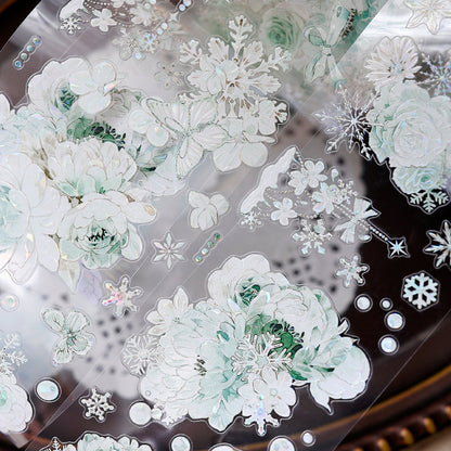 6.5cm*150cm Mint Ice Die Cutting Shell Light PET Tape featuring light designs for journaling, scrapbooking and collage