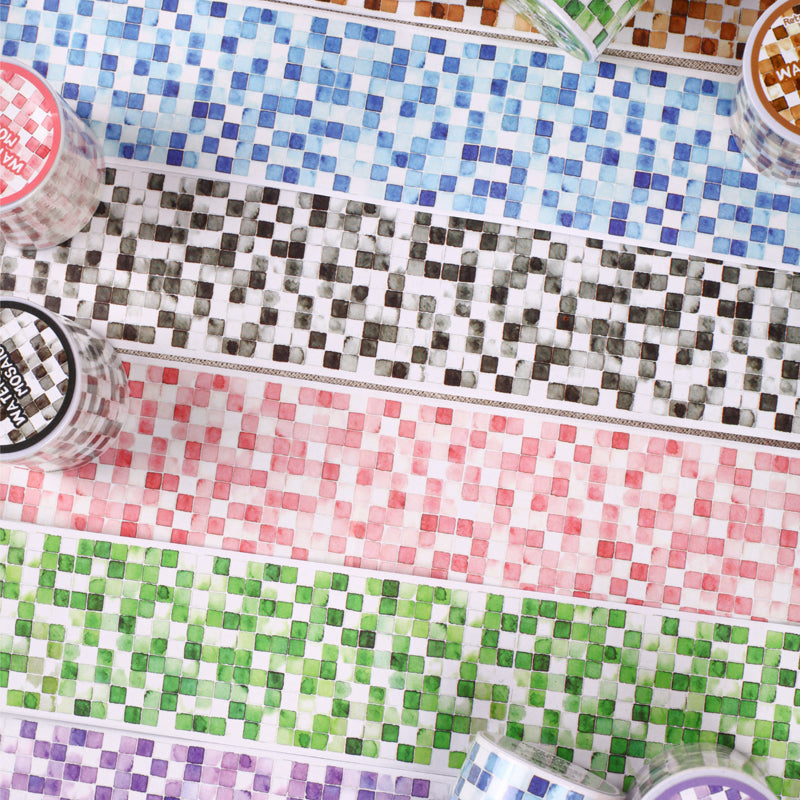 Watercolor Mosaic Series Washi Tape featuring color designs for journaling, scrapbooking and collage